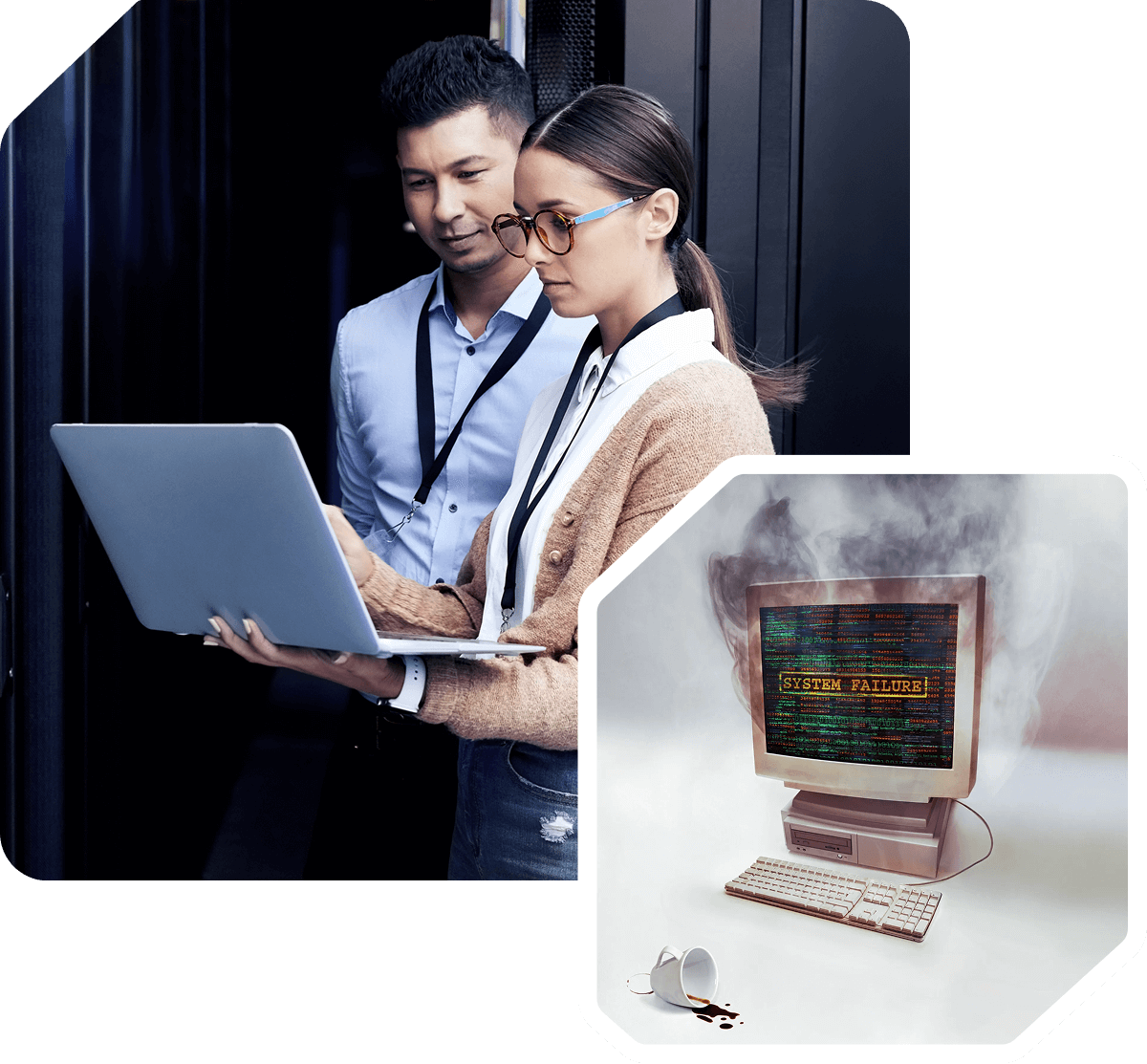 IT professionals examining server issues