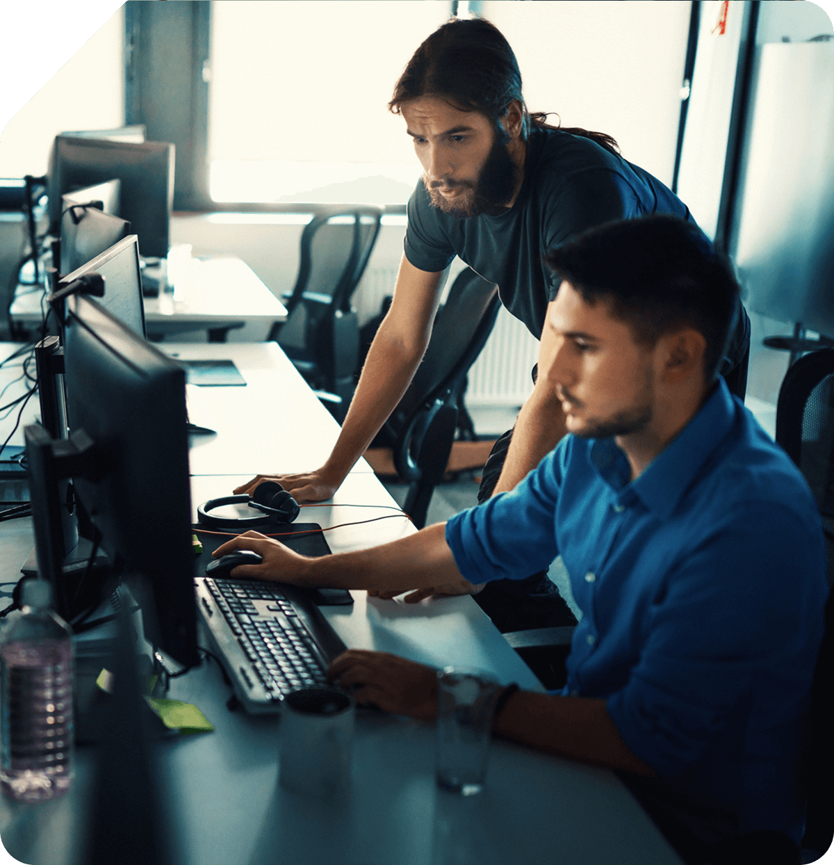 Focused teamwork in modern office setting