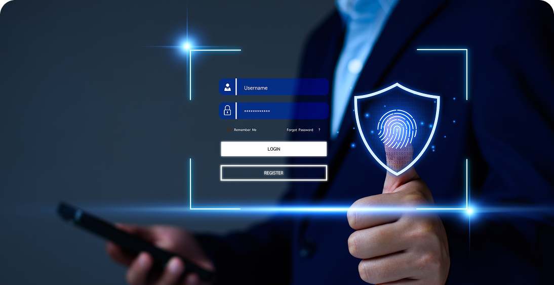 Secure login interface with fingerprint scan