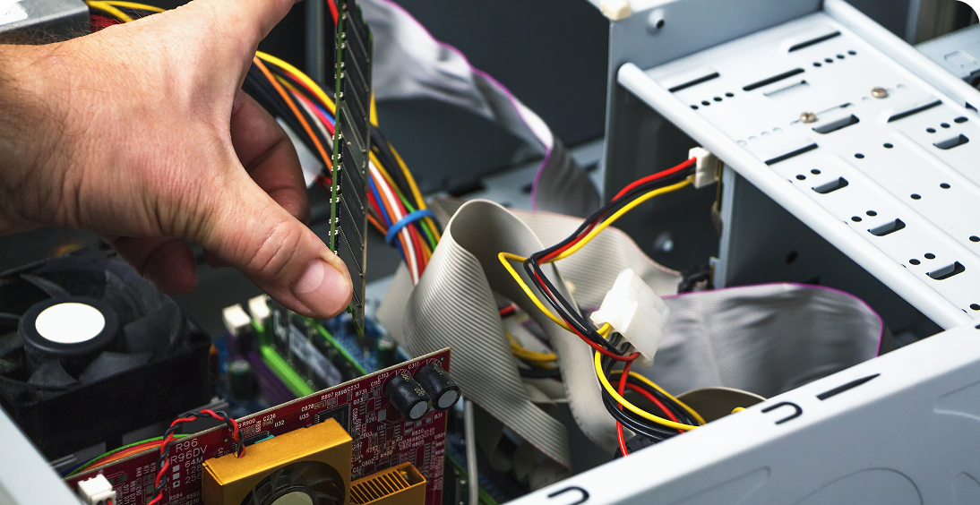 Inside view of computer assembly